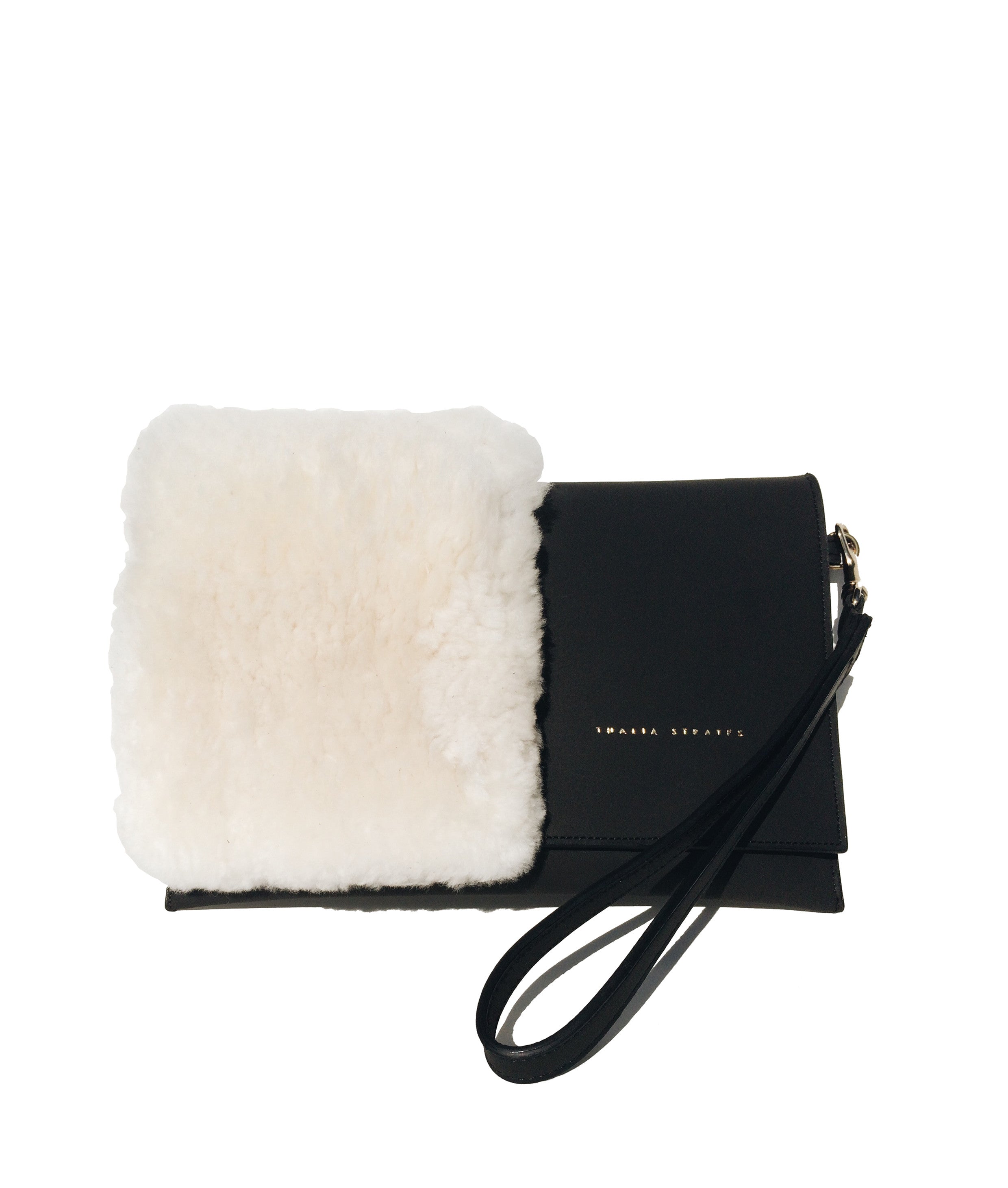 Mali leather bag with shearling details
