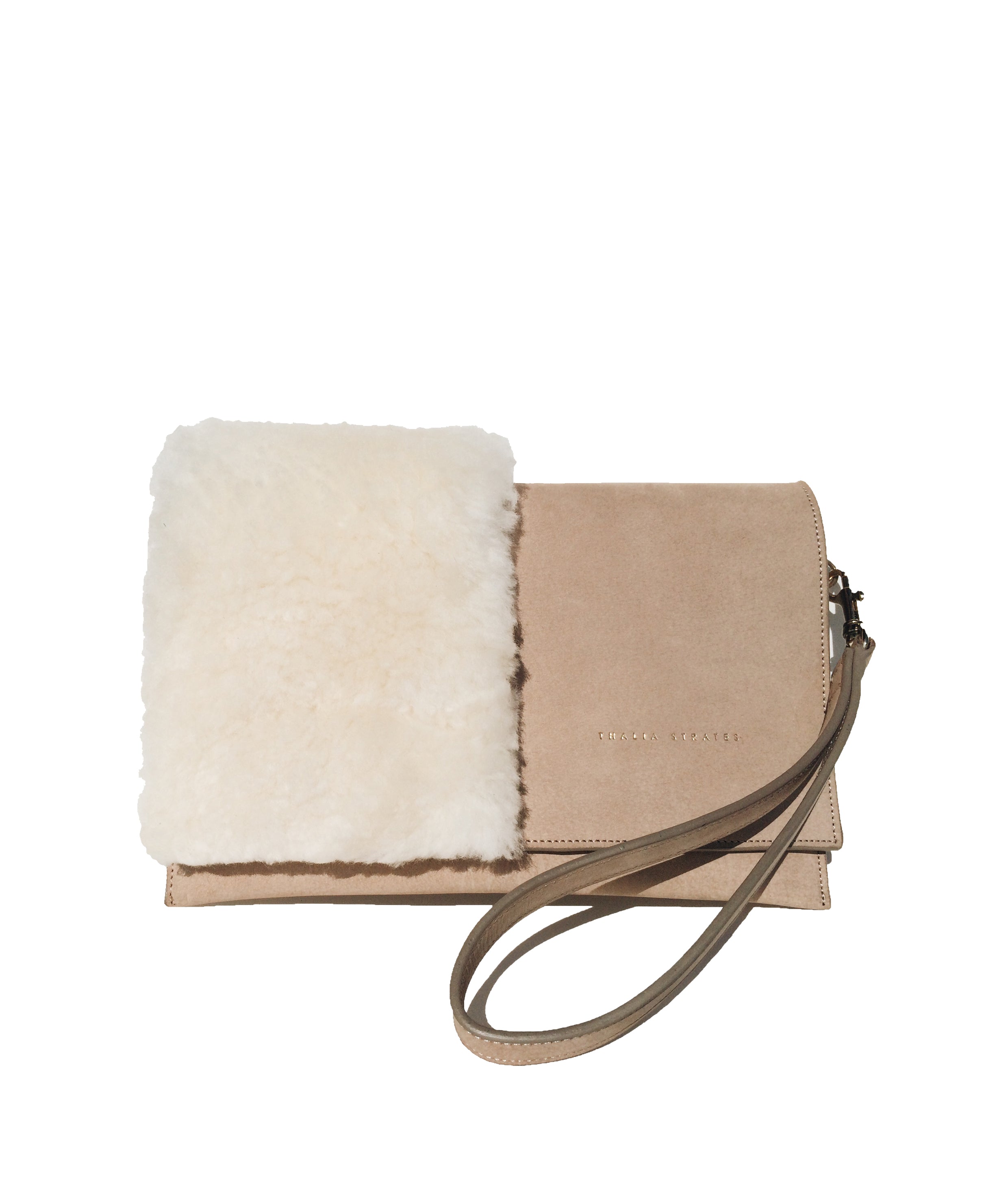 Mali leather bag with shearling details - sand